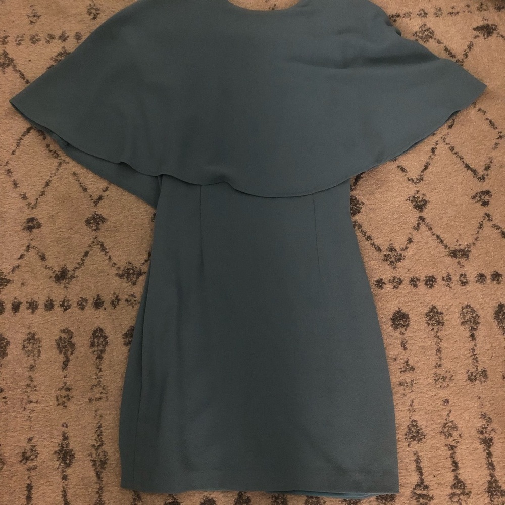 Mini dress with classy cape (blue/teal)
